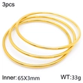 Set of three 3mm stackable 18k gold plated stainless steel bangles with 65mm inner diameter - 3Pcs Set-Gold (KB184099-LO)