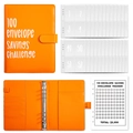 Orange A6 PU leather budget binder for 100 day $5,050 money saving challenge - Savings Challenge Set / Orange