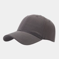Vista detallada de la tela de lona de algodón gris oscuro y la visera curva de la gorra - Ajustable / Gris