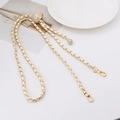 Golden metal chain with white leather weave and rhinestone ball adjustment strap - White Leather Light Gold Chain + Rhinestone Ball