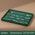 Samt Ohrring Display Tablett in Dunkelgrün, 35x24x3cm für Schmuckaufbewahrung und Präsentation - Grün