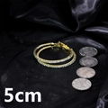Golden 5cm oversized hoop earrings with sparkling crystal pavé on black silk - Gold 5cm
