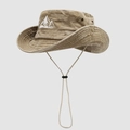 Cappello da trekking kaki in cotone con tesa larga, ricamo montagna e corda a vento - Taglia unica / Cachi