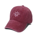 Cappellino da baseball in cotone lavato bordeaux con ricamo sole visto a 45 gradi - Borgogna