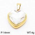 Goldfarbener 14mm herzförmiger Zirkonia-Anhänger mit 18K-Beschichtung und Kristall - Nur Anhänger / Gold Weiß (KP119931-Z)