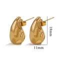Minimalist 18K gold teardrop stud earrings in high-polished stainless steel finish - Single Piece / Gold-Large Textured