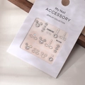 Detail of Mickey Mouse style silver metal nail art charms with K9 rhinestones set - MJ-036 Silver Foil