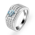 Bague classique en argent S925 et moissanite pour homme avec anneau ouvert réglable - Ouvert Réglable / Style Grappe Homme Réglable (NAN028)