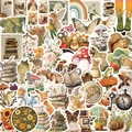 50 pieces of vintage animal stickers for laptops featuring fox, frog, and mushroom designs - Style 8 (50Pcs)