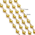 18K gold plated stainless steel chain featuring 6mm yellow evil eye charms for DIY jewelry - Yellow-Gold