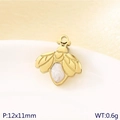Golden stainless steel bee pendant with white enamel inlay, 12x11mm DIY jewelry charm - Bee Shell Style (KLJ10780-ZLA)