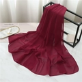 Elegant dark red pearl chiffon scarf draped on a black metal rack with stylish accessories - 175cmx70cm / Wine Red