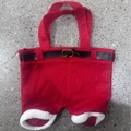 Weihnachts-Geschenktüte in Form einer roten Weihnachtshose aus Filz mit weißem Plüschrand - Kleine Tasche (24cm*17cm)