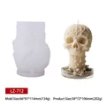 Skull candle silicone mold with intricate mesh texture and finished wax skull - LZ-712 Hollow Skull