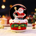 Boule à neige de Noël sur socle gâteau rouge avec Père Noël, déco magnétique festive - 8508 Style Salutation / Moyen 80# LED Lumière+Musique
