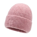 Bonnet en maille côtelée rose pour hommes avec logo HB brodé et doublure en polaire - Taille unique / Rose