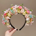 Children's floral headband with rose and lily mix for traditional Chinese Hanfu style - Colorful Blossom
