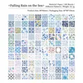 Rainy Sea series vintage scrapbook paper 100 unique blue patterns 80x80mm set - Rain Over the Sea