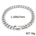 Bracelet gourmette argenté pour hommes et femmes, taille 200x7mm, poids 16g - Style A 7mm 200mm(KB166147-ZZ)