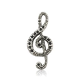 Silver treble clef musical note pendant with textured finish for DIY jewelry making - Textured Treble Clef-15x33mm