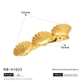 Pince à cheveux coquillage en acier doré avec dimensions détaillées de 55mm sur 16mm - Style Pince à Vague Coquillage Doré (NB-H1023) / Or 18 carats