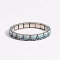 Italian style silver stainless steel elastic bracelet with nautical sailboat enamel - Nautical Sailboat Theme (Style 17)