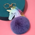 Llavero unicornio con purpurina azul, pompón de pelo violeta y gancho dorado - 8cm Encaje / Púrpura Taro