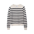 Maglione in maglia a righe larghe bianche e nere con girocollo e polsini a costine - S / Strisce Bianche e Nere