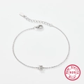 Elegant 925 sterling silver chain bracelet with shimmering zircon pave letter E charm - Letter E / White Gold