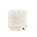 White ribbed knit neck warmer with soft fleece lining and minimalist woven label - Cream White Warm Neck Warmer / One Size (26cm*20cm)