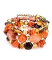 Pulsera bohemia de múltiples capas con cuentas en tonos naranja, marrón y oro - Naranja