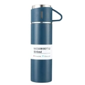 Navy blue 500ml vacuum insulated stainless steel bottle with handle lid and matte finish - Single Mug / Deep Blue
