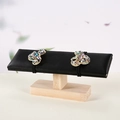 Sparkling butterfly hair ties with colorful rhinestones on a wooden jewelry display stand - H8cm*L20cm*W6cm / Brushed Black PU