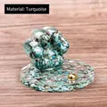 Cat paw resin ornament with natural turquoise crystal chips and golden bead detail - Turquoise