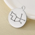 Silver stainless steel round Virgo zodiac pendant with sparkling crystals on beige cloth - Silver Virgo (KLJ4555-Z)