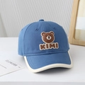 Casquette de baseball en denim bleu pour enfant avec écusson ours et bord blanc - 50cm (1-3 ans) / Ours KIMI-Bleu