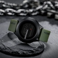 Army green sports digital watch with large black round dial on a rugged stone - 601 5th Gen Army Green