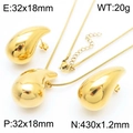 Polished gold waterdrop jewelry set with teardrop earrings and pendant necklace - Gold Style (KS216831-KFC)