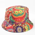 Gros plan détaillé du motif floral kaléidoscopique coloré sur le chapeau bob réversible - M(56-58cm) / Imprimé Psychédélique Kaléidoscope (05#)