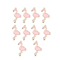 Detailed grid view of ten pink enamel flamingo alloy charms with gold borders for DIY crafts - Pink Flamingo