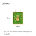 Vintage stainless steel tarot pendant with green enamel, star and sun relief, 25mm - DFC92 (Small) / Green