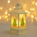 Close-up of white Christmas lantern with tree pattern and warm LED light - Christmas Tree / White