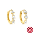 Orecchini a cerchio classici in argento 925 dorato con pietre in zircone scintillante - Argento 925 / Oro Stile 1