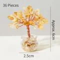 Miniature yellow crystal money tree in glass bottle, 6cm tall with 36 quartz stones - 36 Crystals Citrine (Mini Fish Tank)