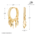 Detailliertes Diagramm der 925 Sterling Silber Creolen mit geometrischen Anhängern - 925er Silber / 925 Silber Gelbgold beschichtet