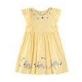 Gelbes Mädchenkleid mit Polka Dots, Blumenstickerei und Hasen-Applikationen - 2T / Hellgelb