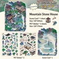 DIY PET sticker set featuring traditional Chinese mountain stone house landscape and scenery - Stone House in Mountains