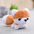 Mini-Plüschtier-Schlüsselanhänger Husky in Orange und Weiß mit weichem Kunstfell - 10cm (Mit Perlenkette) / Hellbraun