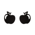 Minimalist black apple-shaped stainless steel stud earrings for women shown in a pair - 429 Apple / Black