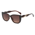 Cat-eye sunglasses for women with brown gradient lenses and gold twisted metal temples - C02 Dark Brown